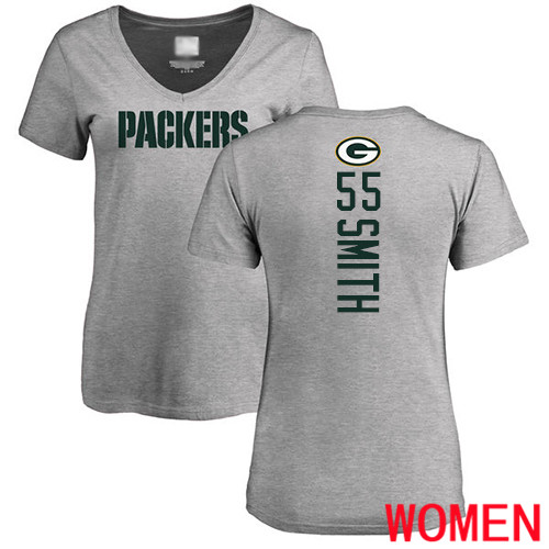 Green Bay Packers Ash Women #55 Smith Za Darius Backer V-Neck Nike NFL T Shirt->women nfl jersey->Women Jersey